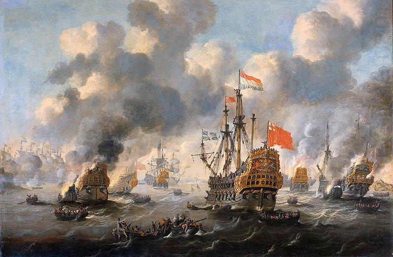 The burning of the English fleet off Chatham, 20 June 1667., unknow artist